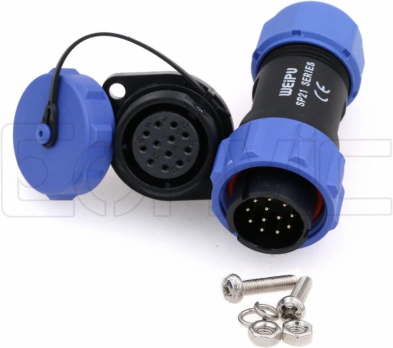 Eonvic Weipu SP21 2-12 Pin Male Plug Female Socket Flange Waterproof IP68 Connector Cable Industrial Circular Solar Electrical Connector (12Pin) - Image 2